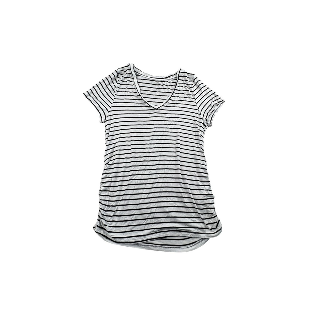 Motherhood Maternity Striped V-Neck Ruched Side Top Size Large